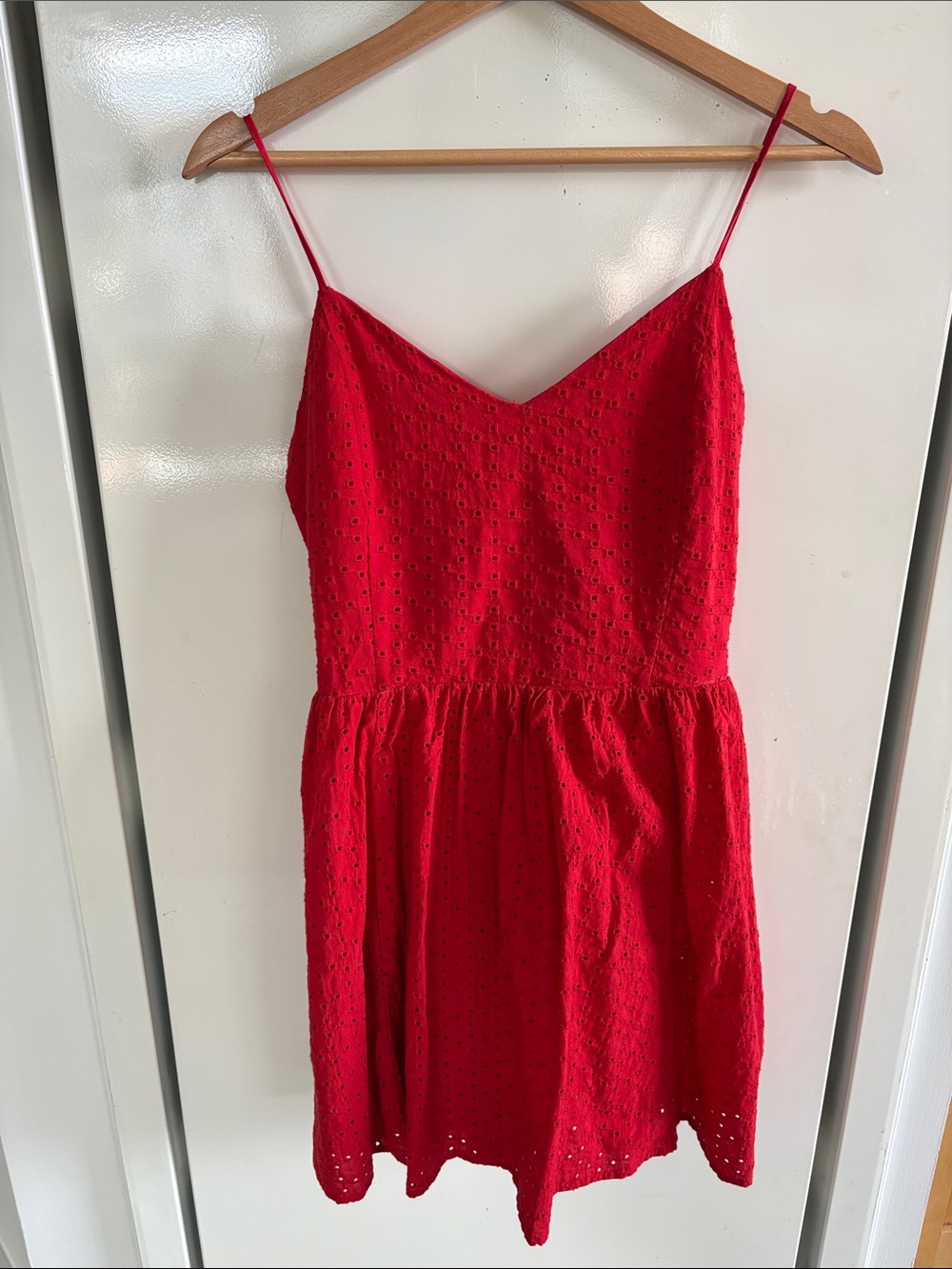 Cotton Red Eyelet Spaghetti Strap Sundress